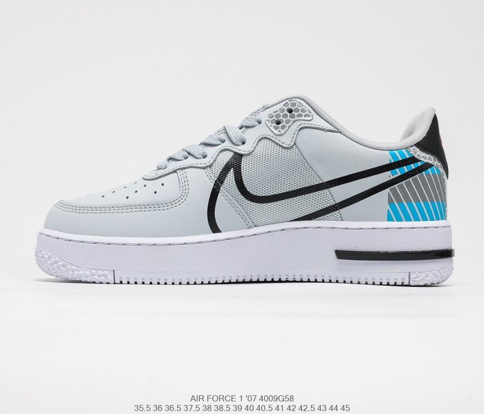 3M x Nike Air Force 1 React D/MS/X Grey/Black/Orange Sneakers Men Womens Shoes 4009G58