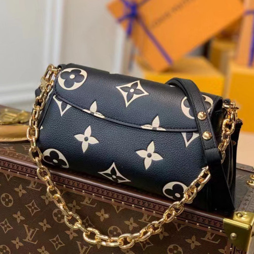 Louis Vuitton Womens Bags Clutch Shoulder Bags Luxury Brand Fashion Type Messenger Bags FAVORITE M45859 with Original Box Black/Beige Monogram Empreinte embossed supple grained cowhide leather and supple grained cowhide leather