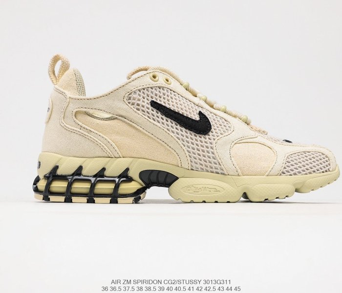 Stussy x Nike Air Zoom Spiridon Caged 2 Fossil color Sneakers Men Womens Shoes 3013G311