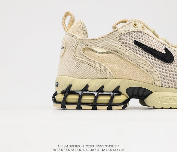 Stussy x Nike Air Zoom Spiridon Caged 2 Fossil color Sneakers Men Womens Shoes 3013G311