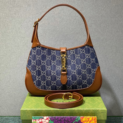Gucci Womens Bags Handbags Shoulder Messenger Bags Luxury Brand GG Jackie 1961 small shoulder bag 636706 2KQGG 8375 with Original Box