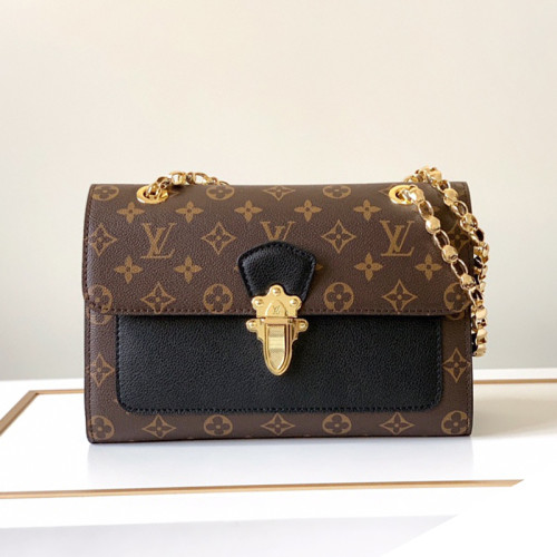 Louis Vuitton Womens Bags Shoulder Bags Luxury Brand Fashion Type M41730 VICTOIRE Black Monogram coated canvas and cowhide leather with Original Box