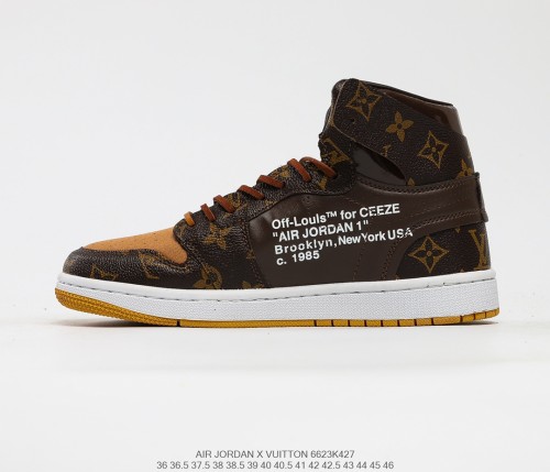 Louis Vuitton x Air Jordan 1 Pinnacle AJ Womens Mens Shoes Fashion Sneakers Lace-Up Design Luxury Brand with Original Box