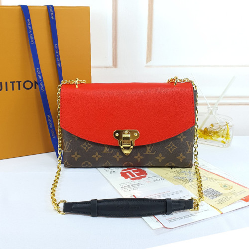 Louis Vuitton Womens Shoulder Messenger Bags Luxury Brand Fashion Type SAINT-PLACIDE Cerise Red Monogram coated canvas and grained colored leather M43713 with Original Box