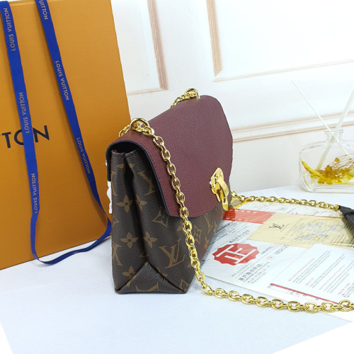 Louis Vuitton Womens Shoulder Messenger Bags Luxury Brand Fashion Type SAINT-PLACIDE Bordeaux Red Monogram coated canvas and grained colored leather M43715 with Original Box