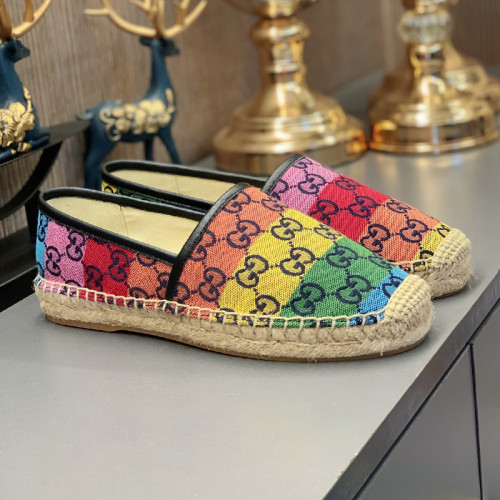 Gucci Womens Shoes Fashion Type Luxury Brand Leather GG Multicolor espadrille Casual Shoes for Women with Original Box 663674 2U010 4680