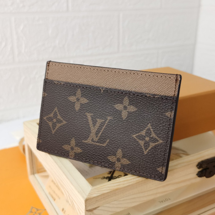 Louis Vuitton Womens Mens Wallets Card Holder M61733 CARD HOLDER Monogram canvas, cross-grain leather lining with Original Box