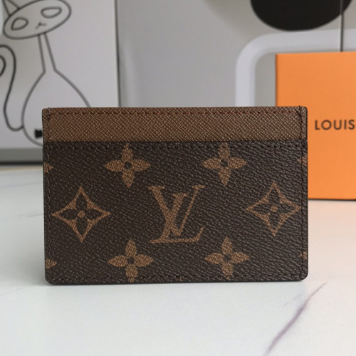 Louis Vuitton Womens Mens Wallets Card Holder M61733 CARD HOLDER Monogram canvas, cross-grain leather lining with Original Box