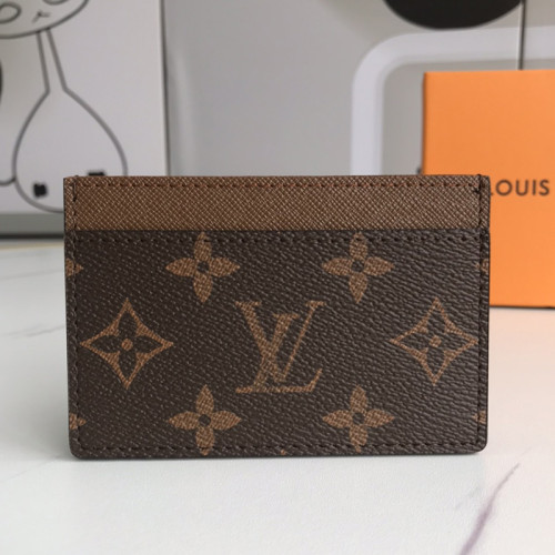 Louis Vuitton Womens Mens Wallets Card Holder M61733 CARD HOLDER Monogram canvas, cross-grain leather lining with Original Box