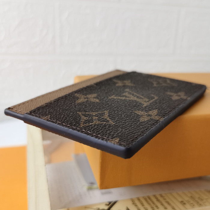 Louis Vuitton Womens Mens Wallets Card Holder M61733 CARD HOLDER Monogram canvas, cross-grain leather lining with Original Box