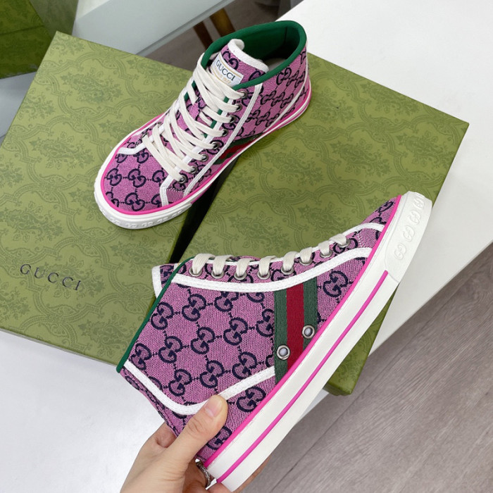 Gucci Womens Shoes Fashion Type Luxury Brand Leather Women's Gucci Tennis 1977 high top sneaker with Original Box