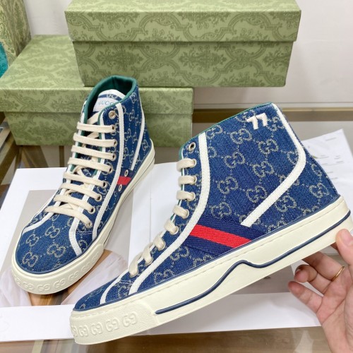 Gucci Mens Shoes Sneakers Luxury Brand Men's Gucci Tennis 1977 high top sneaker with Original Box 625807 2KQ90 4464