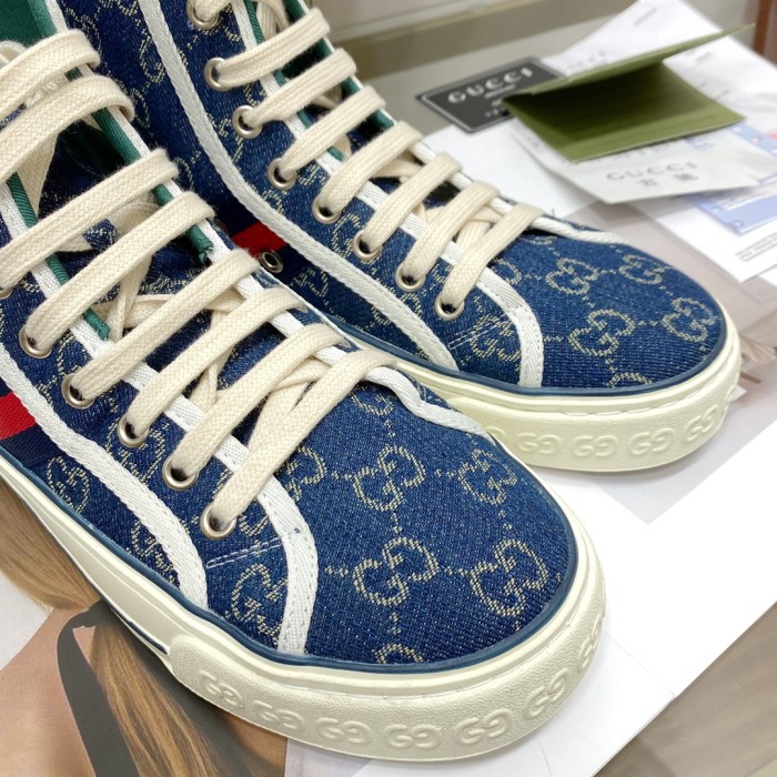 Gucci Womens Shoes Fashion Type Luxury Brand Leather Women's Gucci Tennis 1977 high top sneaker with Original Box