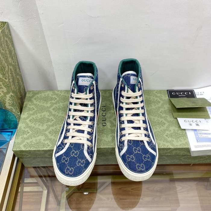 Gucci Womens Shoes Fashion Type Luxury Brand Leather Women's Gucci Tennis 1977 high top sneaker with Original Box