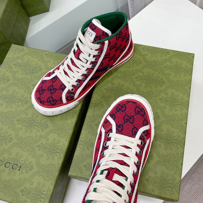 Gucci Womens Shoes Fashion Type Luxury Brand Leather Women's Gucci Tennis 1977 high top sneaker with Original Box