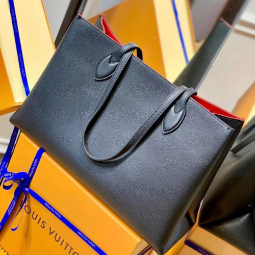 Louis Vuitton Womens Bags Handbags Luxury Brand Fashion Type LOCKME SHOPPER Black Grained calf leather M57345