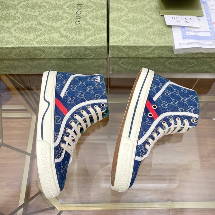 Gucci Womens Shoes Fashion Type Luxury Brand Leather Women's Gucci Tennis 1977 high top sneaker with Original Box
