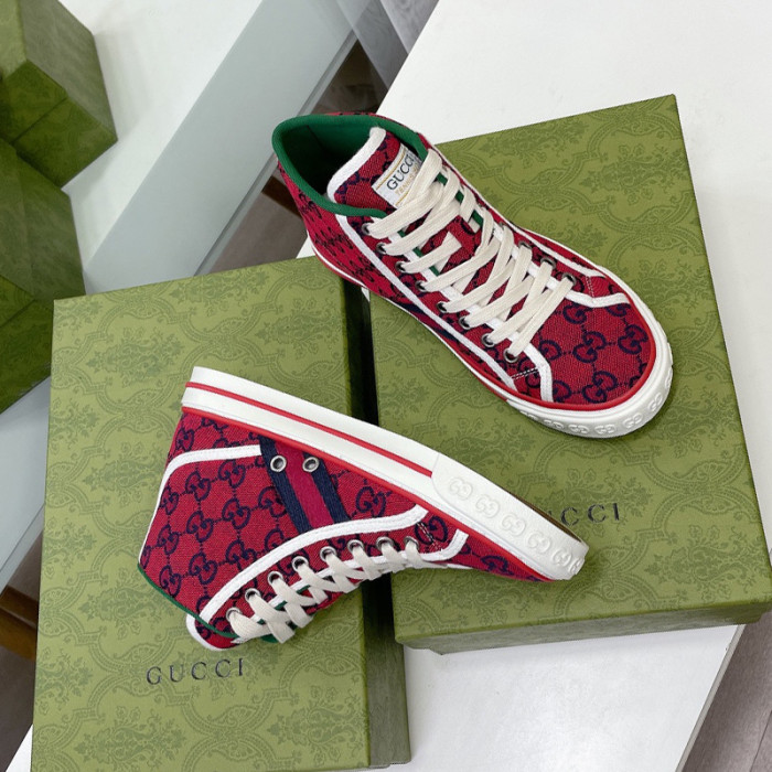 Gucci Womens Shoes Fashion Type Luxury Brand Leather Women's Gucci Tennis 1977 high top sneaker with Original Box
