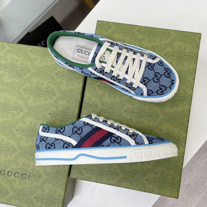 Gucci Womens Shoes Fashion Type Luxury Brand Leather Women's Gucci Tennis 1977 GG Multicolor sneaker with Original Box