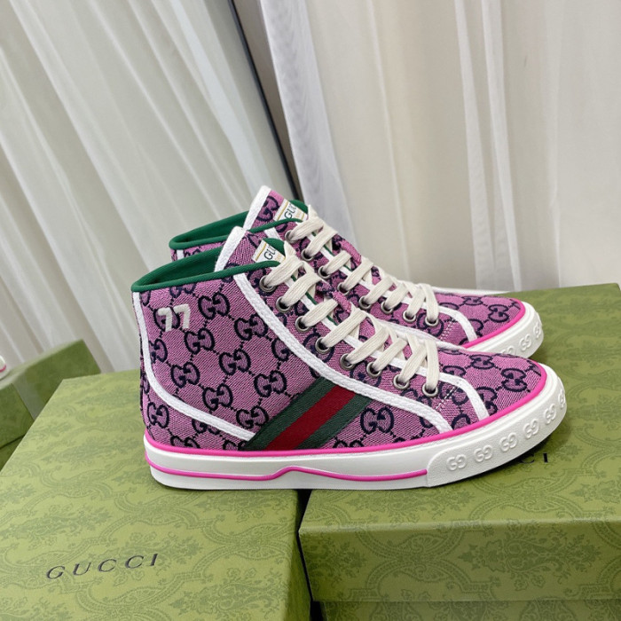 Gucci Womens Shoes Fashion Type Luxury Brand Leather Women's Gucci Tennis 1977 high top sneaker with Original Box