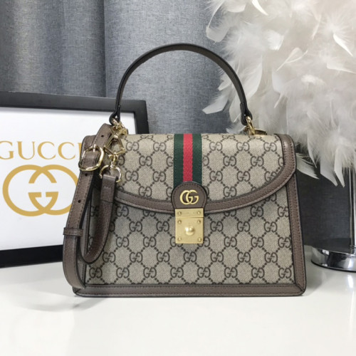 Gucci Womens Bags Shoulder Messenger Bag Luxury Brand Ophidia small top handle bag with Web with Original Box 651055 96IWX 8745