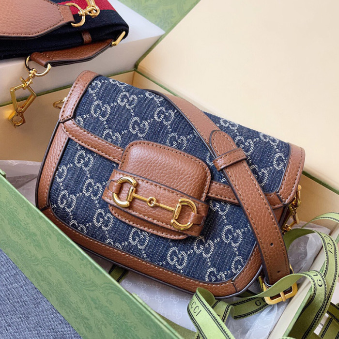 Gucci Womens Bags Shoulder Messenger Bag Luxury Brand Gucci Horsebit 1955 mini bag 658574 2KQPG 8391 with Original Box