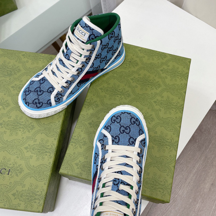 Gucci Womens Shoes Fashion Type Luxury Brand Leather Women's Gucci Tennis 1977 high top sneaker with Original Box