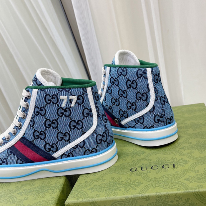Gucci Womens Shoes Fashion Type Luxury Brand Leather Women's Gucci Tennis 1977 high top sneaker with Original Box