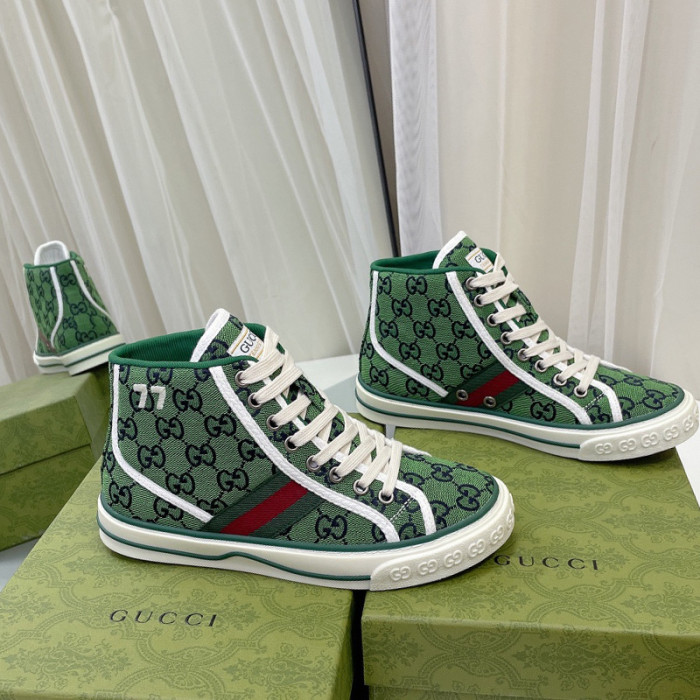 Gucci Womens Shoes Fashion Type Luxury Brand Leather Women's Gucci Tennis 1977 high top sneaker with Original Box
