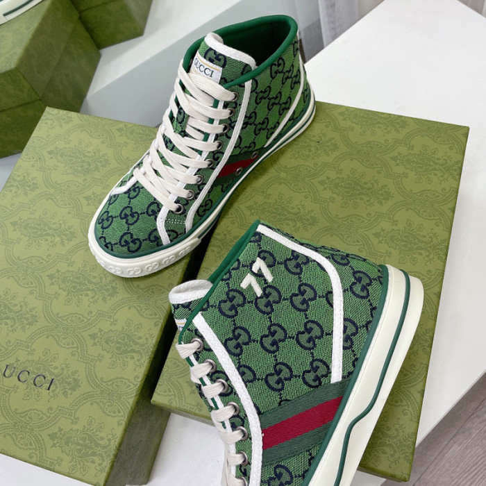 Gucci Womens Shoes Fashion Type Luxury Brand Leather Women's Gucci Tennis 1977 high top sneaker with Original Box