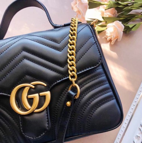 Gucci Womens Bags Shoulder Messenger Bag Luxury Brand GG Marmont small top handle bag 498110 DTDIT 1000