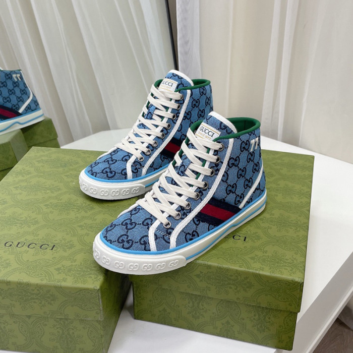 Gucci Womens Shoes Fashion Type Luxury Brand Leather Women's Gucci Tennis 1977 high top sneaker with Original Box
