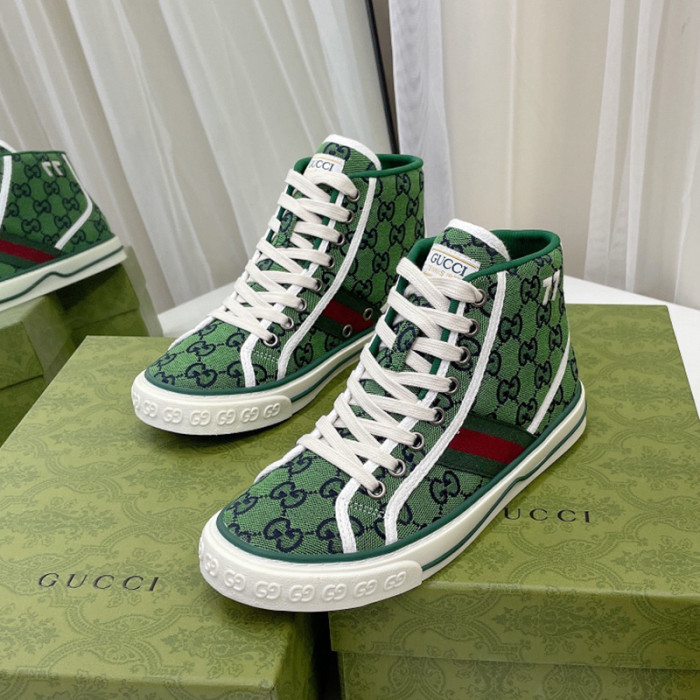 Gucci Womens Shoes Fashion Type Luxury Brand Leather Women's Gucci Tennis 1977 high top sneaker with Original Box