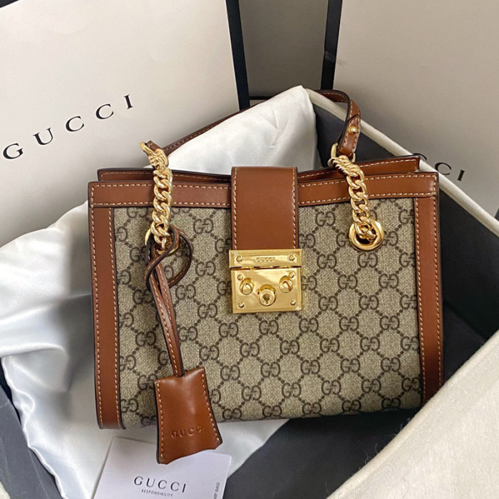 Gucci Womens Bags Shoulder Messenger Bag Luxury Brand GG Supreme Padlock GG small shoulder bag with Original Box 498156 KHNKG 8534