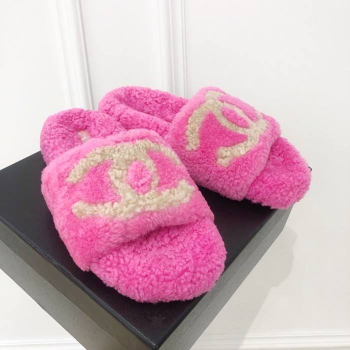 Chanel Womens Shoes Mule Slide Sandal Luxury Brand Plus Velvet Slippers for Women with Original Box