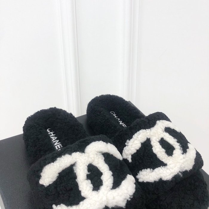 Chanel Womens Shoes Mule Slide Sandal Luxury Brand Plus Velvet Slippers for Women with Original Box