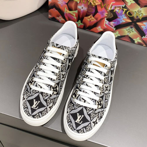 Louis Vuitton Women Shoes Sneakers Lace-Up Luxury Brand Fashion SINCE 1854 TIME OUT SNEAKER Jacquard textile with Original Box