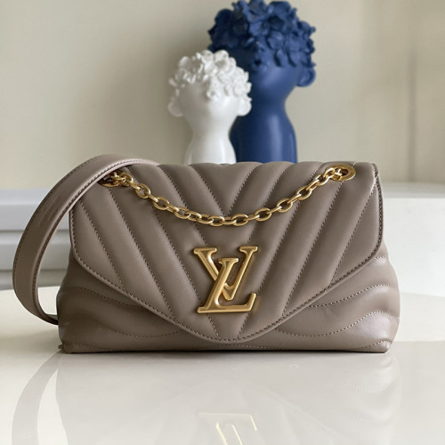 Louis Vuitton Womens Bags Shoulder Bag Luxury Brand LV NEW WAVE CHAIN BAG Dark Taupe Smooth cowhide leather with Original Box M58550