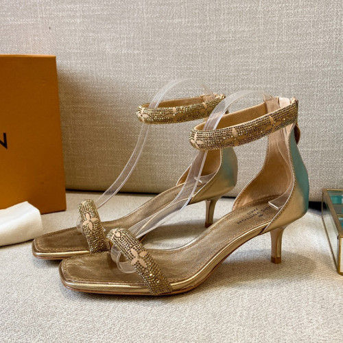 Louis Vuitton Womens Shoes Sandals Leather Design Luxury Brand Summer Fashion Sandals APPEAL SANDAL Suede baby goat leather and strass with Original Box