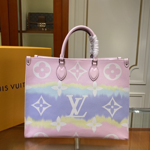 Louis Vuitton Womens Bags Handbags Luxury Brand LV ESCALE ONTHEGO GM Pastel Pink Monogram coated canvas M45119