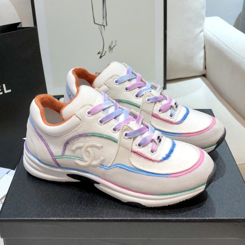 Chanel Women Shoes Sneakers Lace-Up Design Luminous Luxury Brand Sports Shoes with Original Box