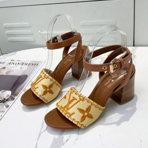 Louis Vuitton Womens Shoes Sandals Leather Design Luxury Brand Summer Fashion Sandals SIENNA FLAT SANDAL Cognac Brown 1A8SV6 with Original Box