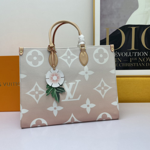 Louis Vuitton Womens Bags Handbags Luxury Brand LV ONTHEGO GM Brume Gray Monogram Giant coated canvas M57640