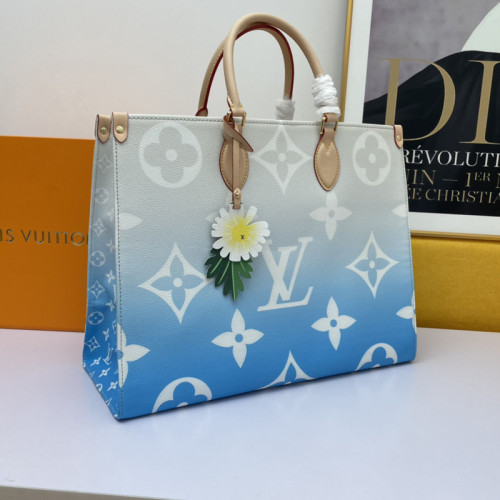 Louis Vuitton Womens Bags Handbags Luxury Brand LV ONTHEGO GM Blue Monogram Giant coated canvas M57639