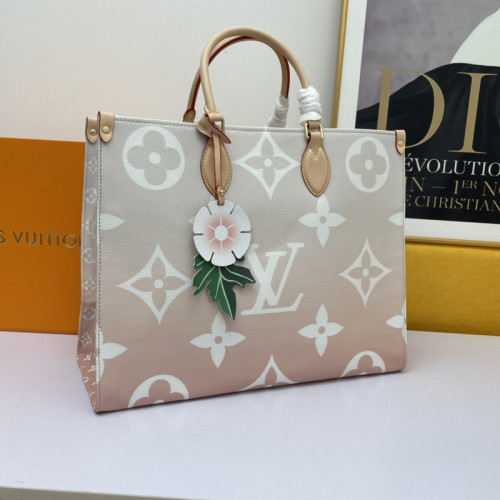 Louis Vuitton Womens Bags Handbags Luxury Brand LV ONTHEGO GM Brume Gray Monogram Giant coated canvas M57640