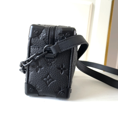 Louis Vuitton Mens Bag Luxury Brand Fashion Type MINI SOFT TRUNK M55702 Black Taurillon cowhide leather with Original Box
