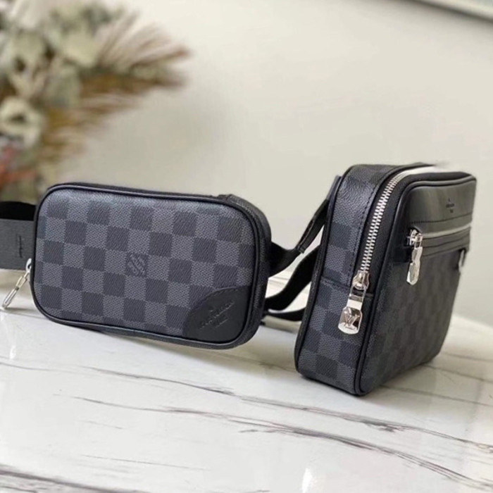Louis Vuitton Mens Shoulder Bags Luxury Brand Fashion Type SCOTT MESSENGER N50018 Damier Graphite coated canvas with Original Box