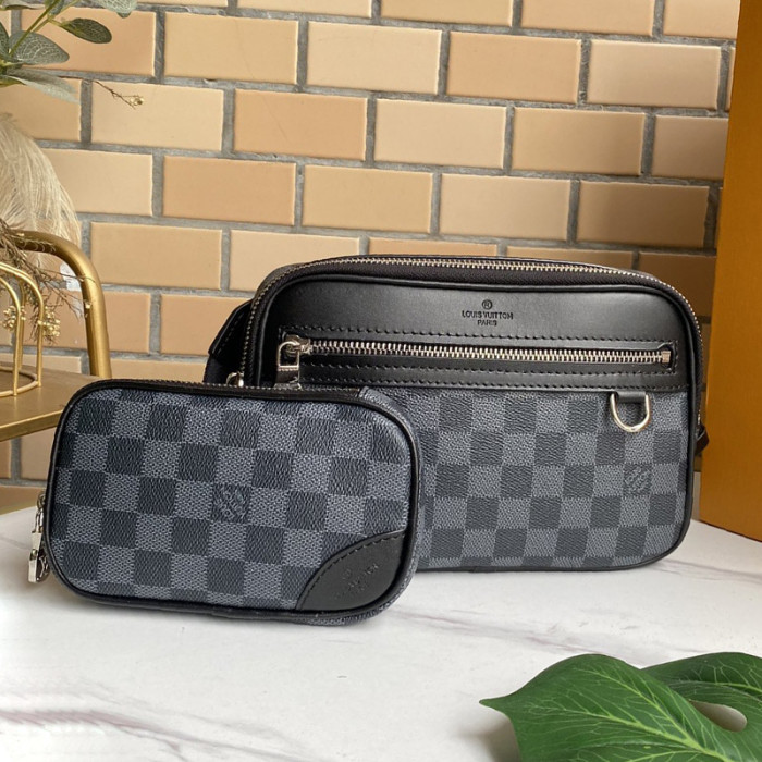Louis Vuitton Mens Shoulder Bags Luxury Brand Fashion Type SCOTT MESSENGER N50018 Damier Graphite coated canvas with Original Box