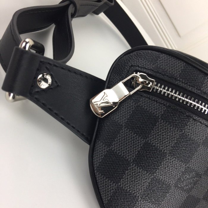 Louis Vuitton Mens Shoulder Bags Luxury Brand Fashion Type CAMPUS BUMBAG N40362 Damier Graphite coated canvas with Original Box