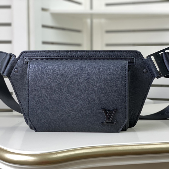 Louis Vuitton Mens Shoulder Bags Luxury Brand Fashion Type SLINGBAG M57081 Black grained calf leather with Original Box